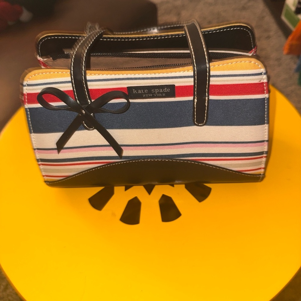 Kate Spade Navy and Red Striped Satchel